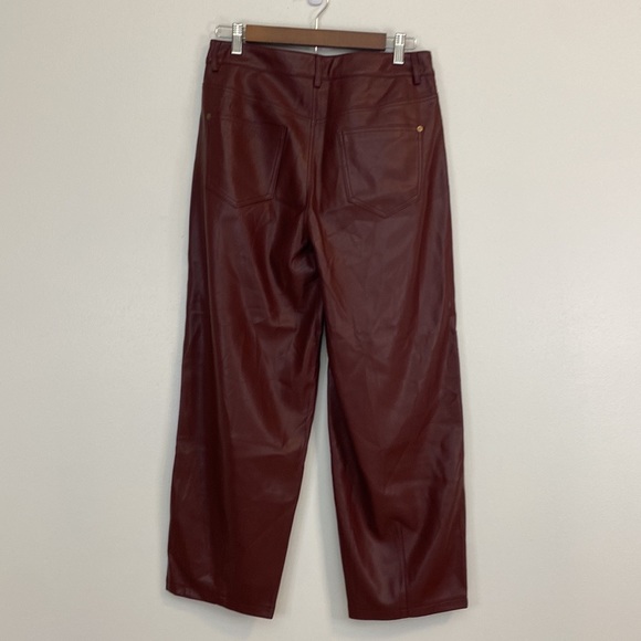Pilcro The Breaker Cropped Faux Leather Pleated Pants Brown Size M - Picture 6 of 16